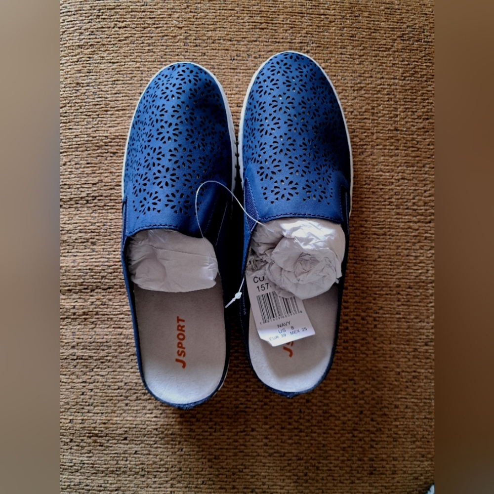 BRAND NEW J SPORT floral MULE slip-on SHOES navy blue 💙 Size 7